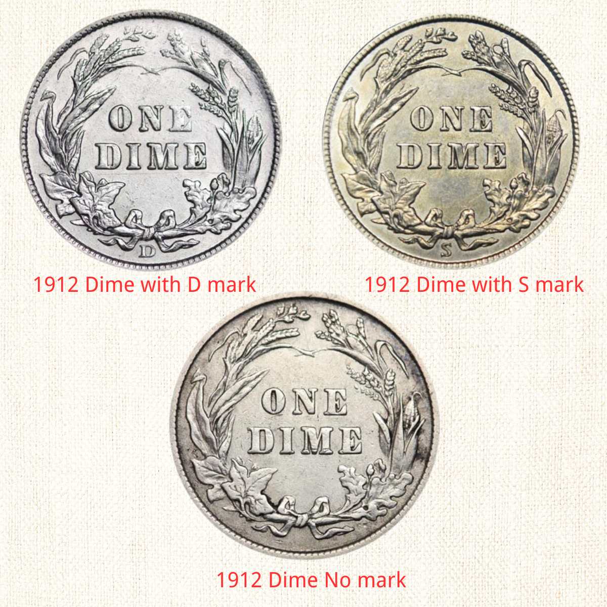 1912 dime with marks