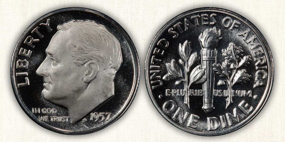 1957 P Roosevelt Dime Proof Value