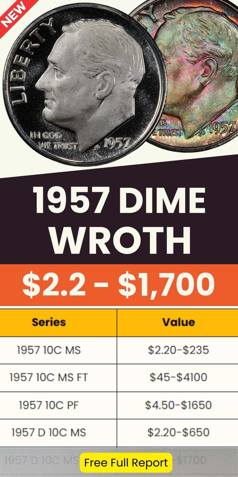 1957 Roosevelt Dime Value chart