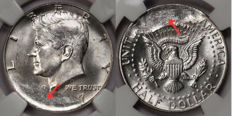 1967 Half Dollar1967 Half Dollar Struck On Defective Planchet Error coin