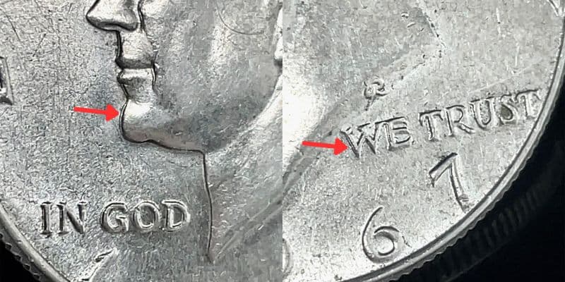 1967 Kennedy Half-Dollar Error Coins Double Die Obverse Error