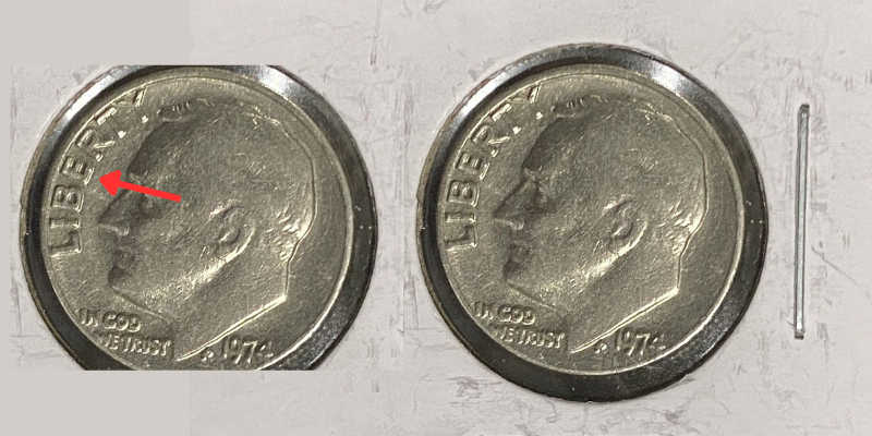 1974 No Mint Mark Dime DDO Error Coin value