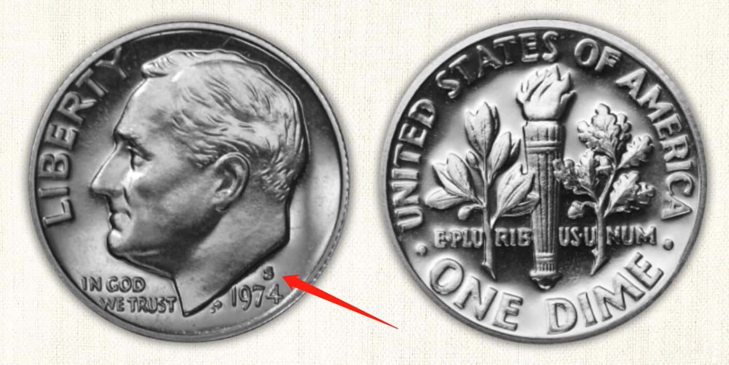 1974 S Roosevelt Dime value