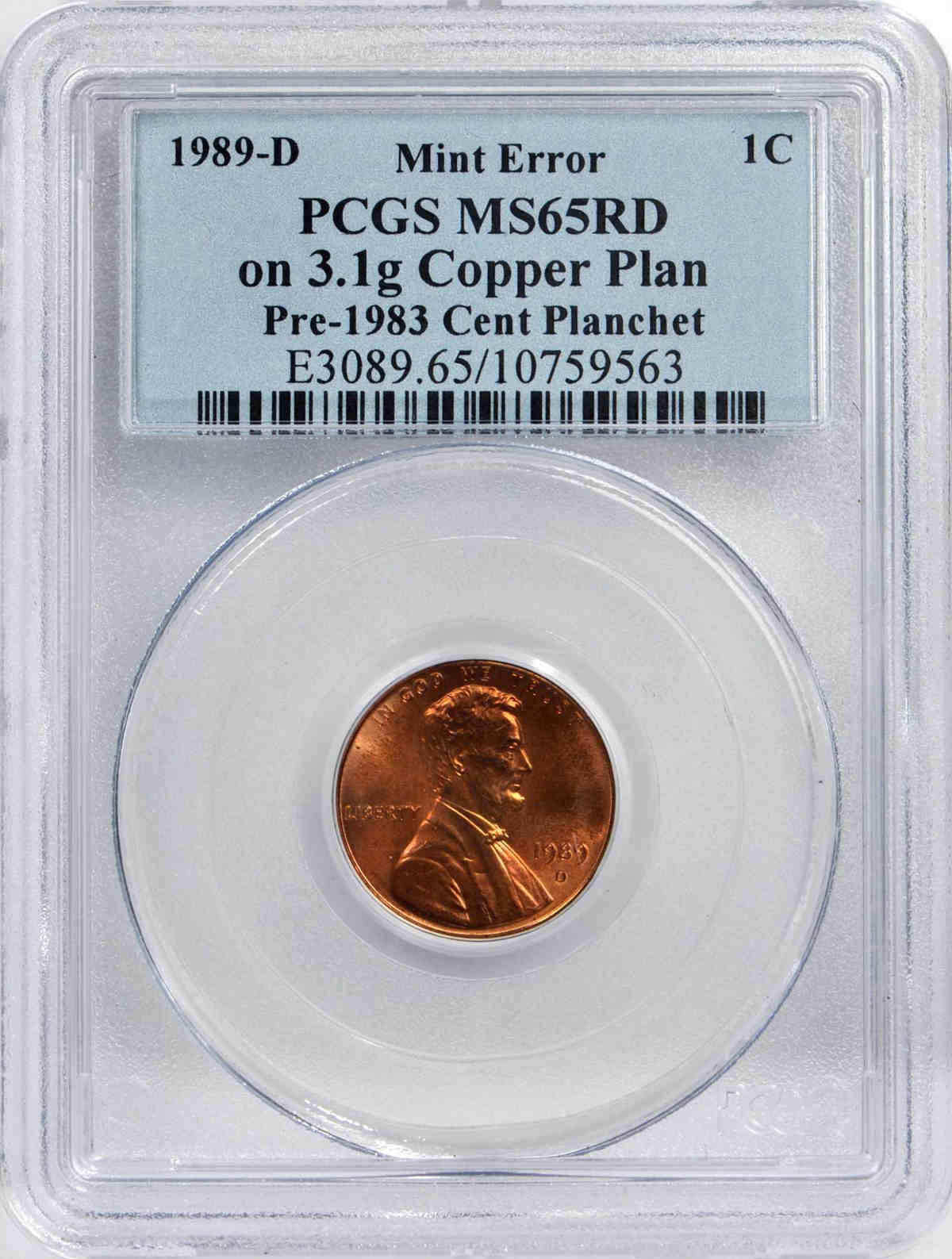 rare 1989-D Penny Struck on Pre-1983 Cent Planchet value