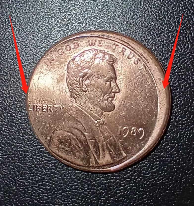 rare 989-P Penny with Off-Center Error value