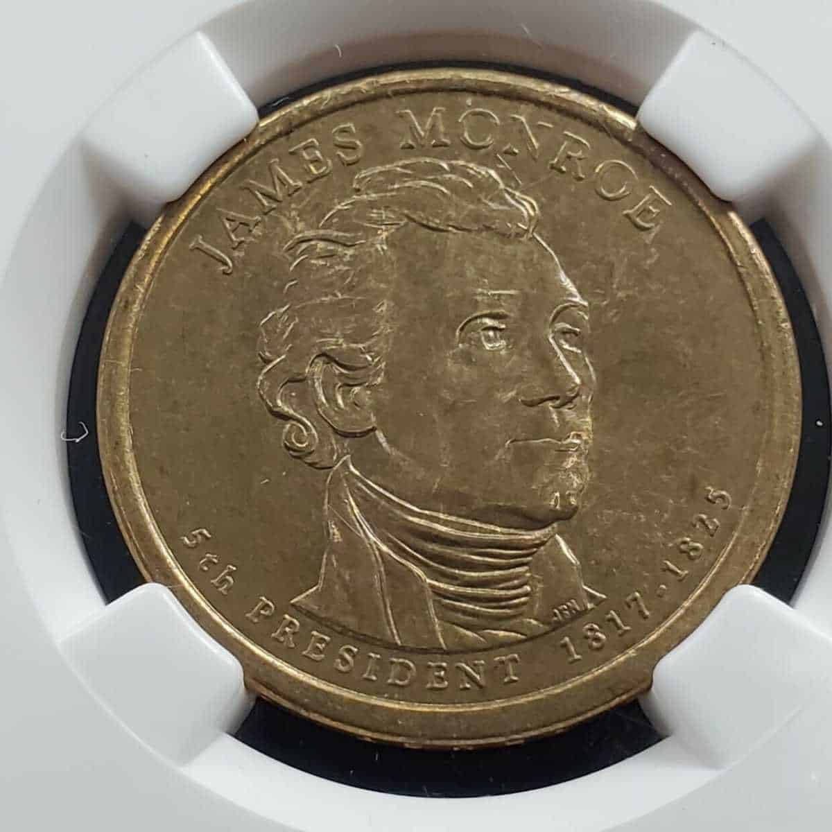 008-P James Monroe Dollar Coin Struck on Improperly Annealed Planchet value