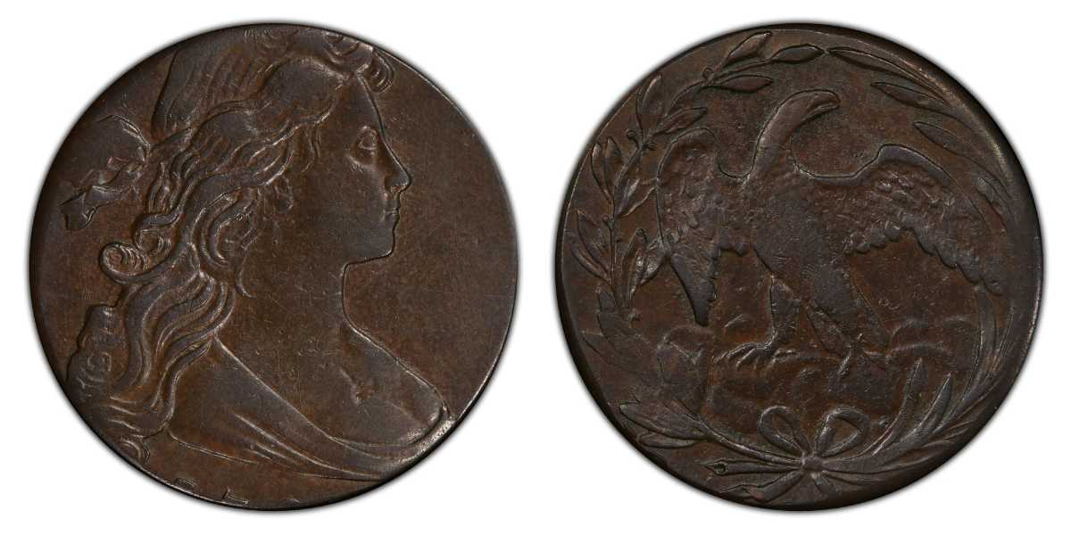 1795 Draped Bust Silver Dollar Struck on Smaller Copper Planchet error value