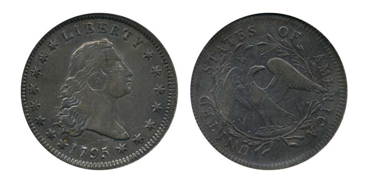 1795 Flowing Hair Struck Over 1794 Silver Dollar