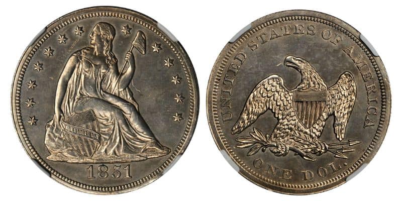 1851 Uncirculated Silver Dollar with Improperly Cleaned
