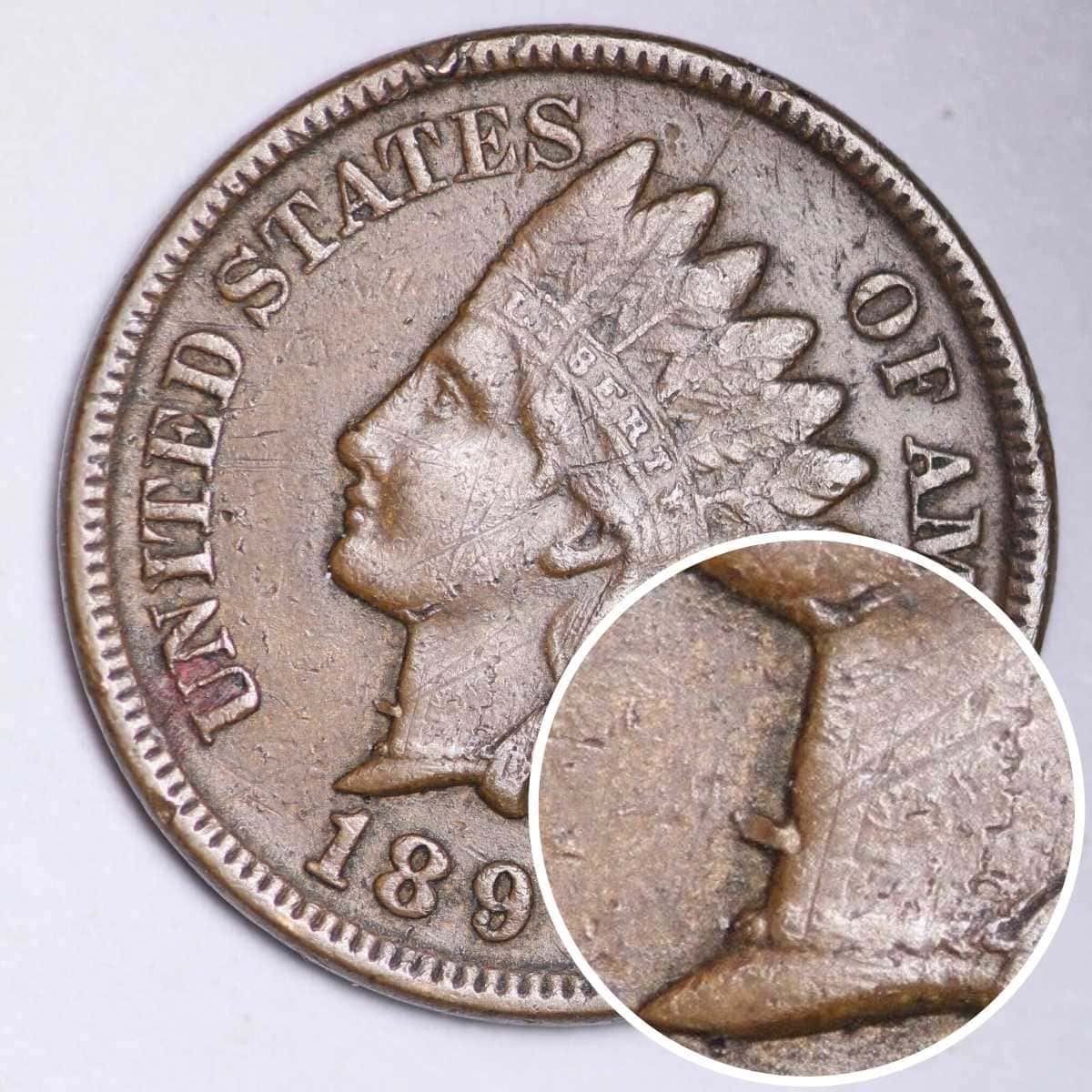 1897 Penny 1 in Neck Error