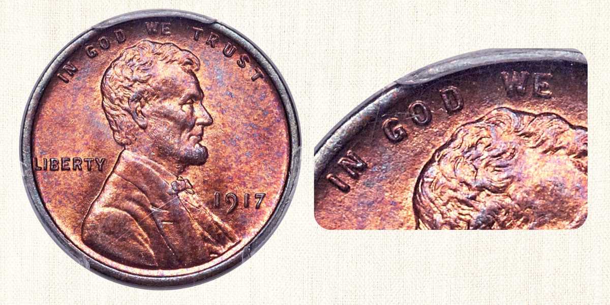 1917 P Penny Double Die Obverse (DDO) Error value