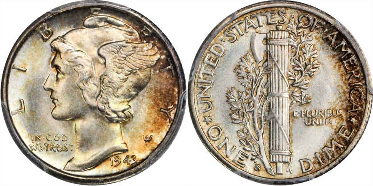 1943-SS Dime with Repunched Mint Mark (RPM) value