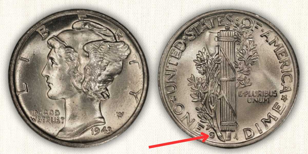 1945-S Dime with Trumpet Tail Mint Mark