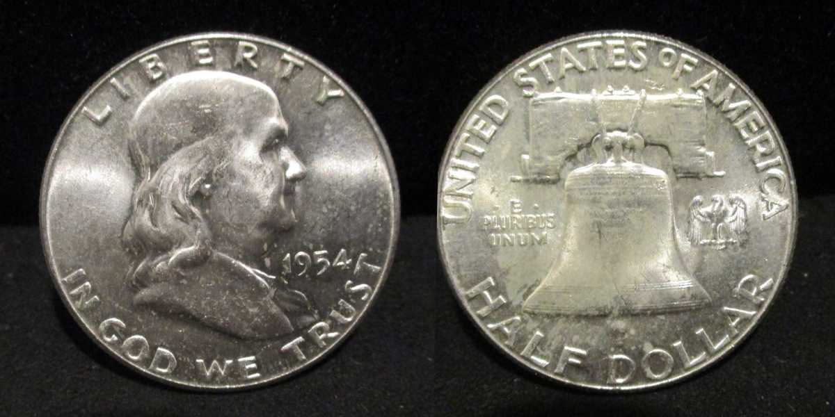 1954 Franklin Silver Half Dollar with Die Clash Error value