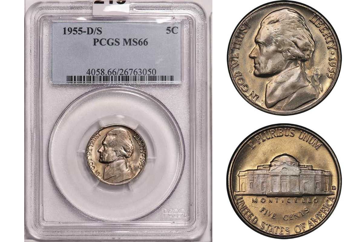 1955-DS Nickel with Repunched Mint Mark Error