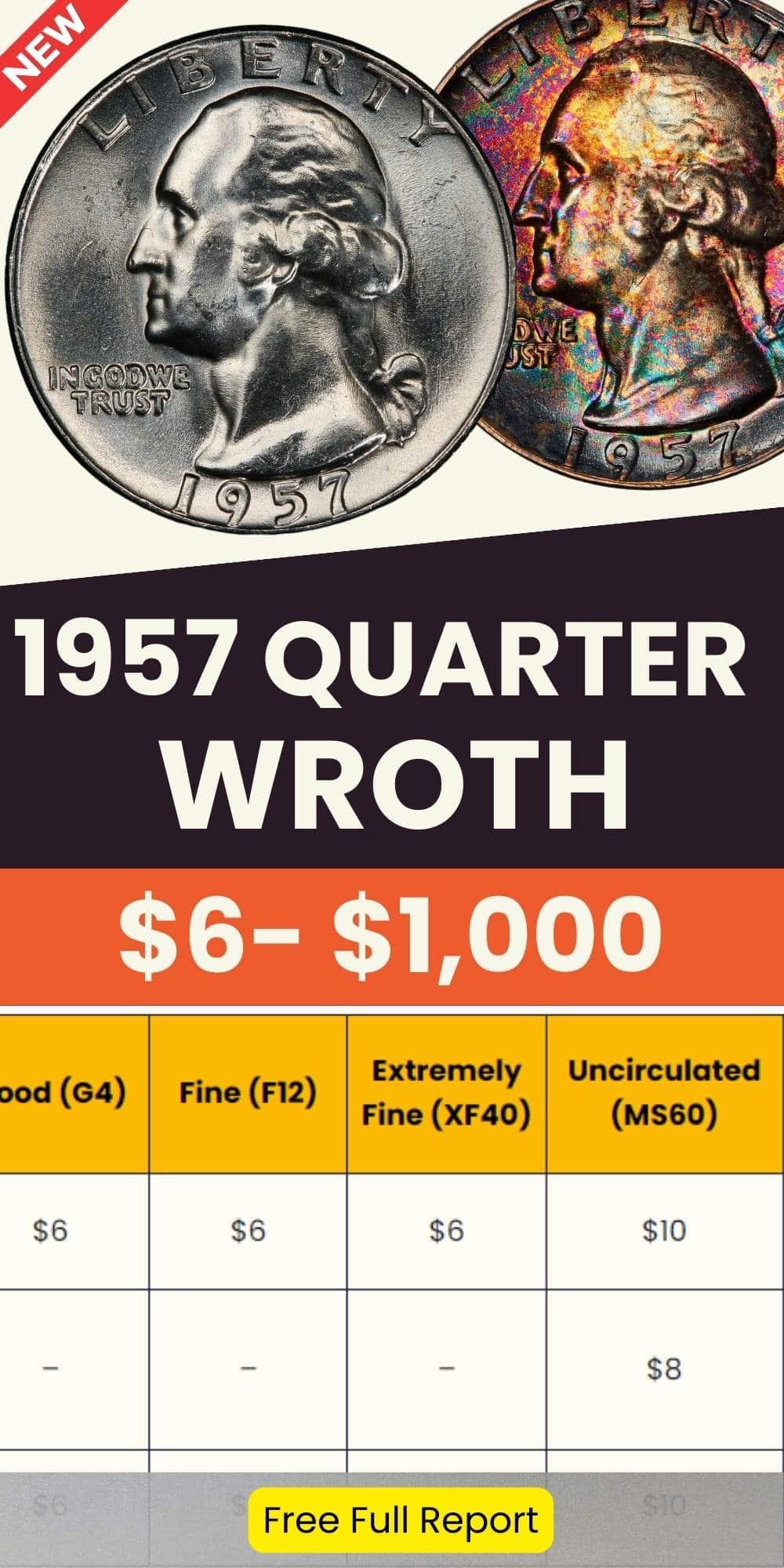 1957 Washington Quarter Value chart