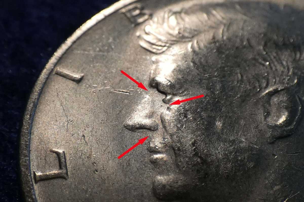 1973-D Kennedy Half Dollar Broken Nose Error