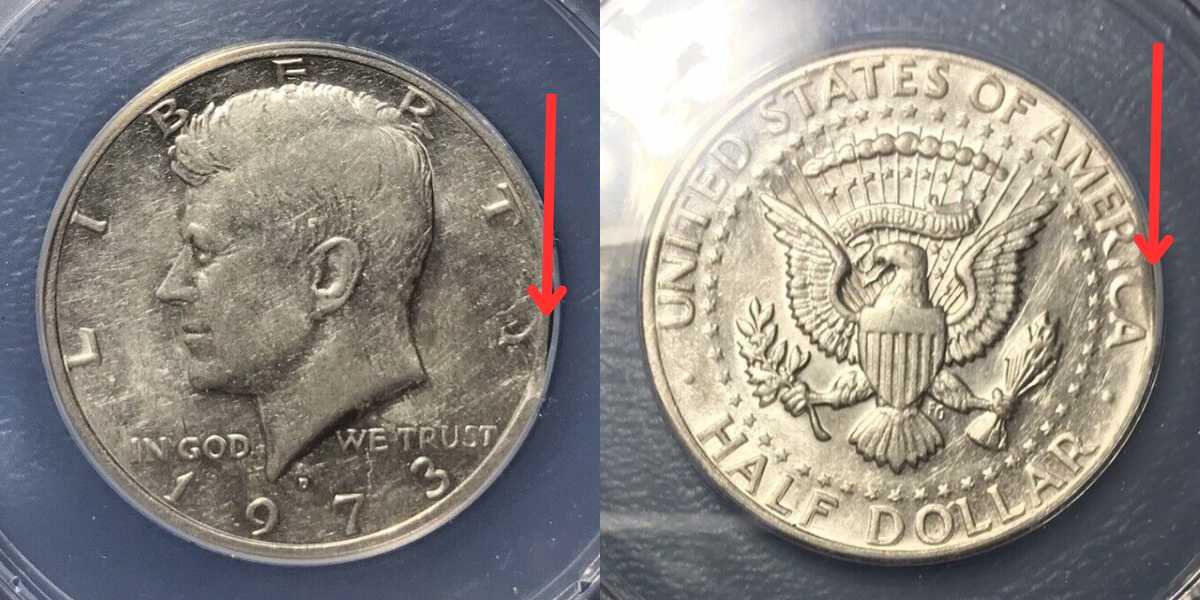 1973 D Kennedy Half Dollar Clip Error