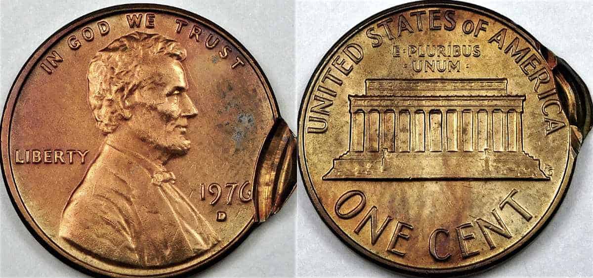 1976-D Double Struck 2nd Strike 95% Off-Center Lincoln Cent