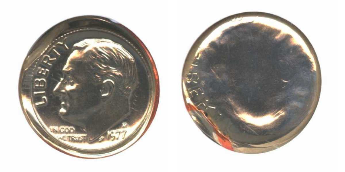 1977-D Dime with Obverse Capped Die Error