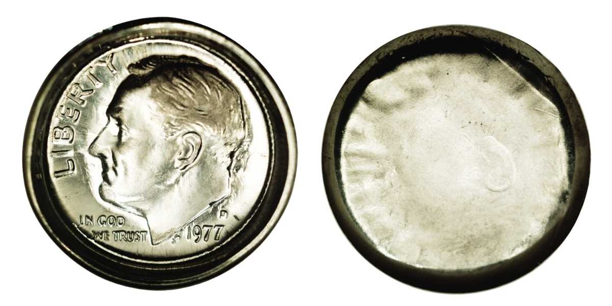 1977-D Roosevelt Dime with Obverse Capped Die Error