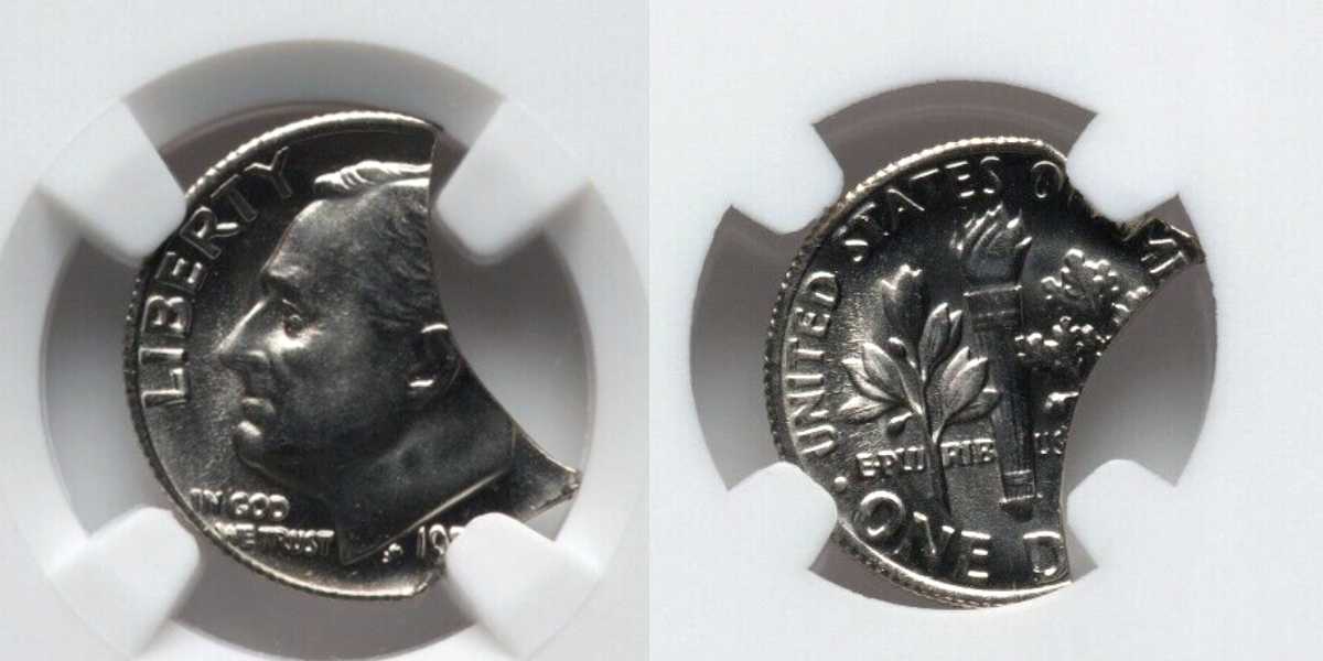1977-P Dime with Double Curved Clips