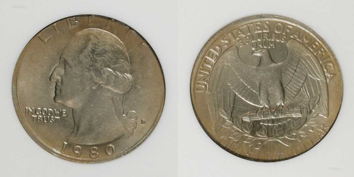 1980-D Quarter On Five-Cent Planchet