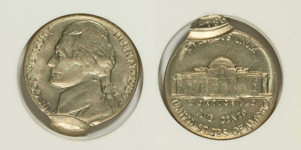 1984-P Nickel with Flip-Over and Double Struck Errors