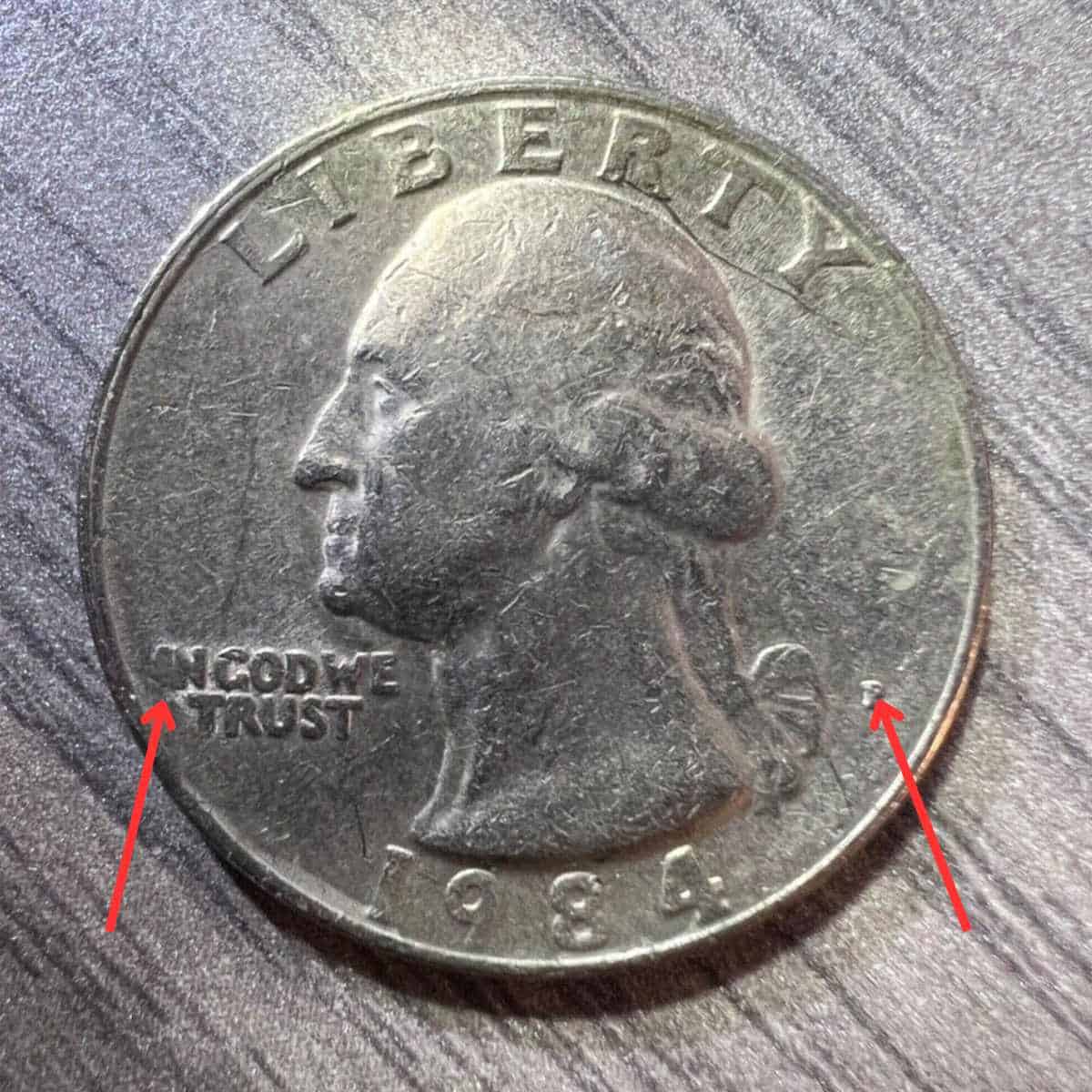 1984-P Quarter with Strike Though Erough and a misplaced Mint Mark error coin value