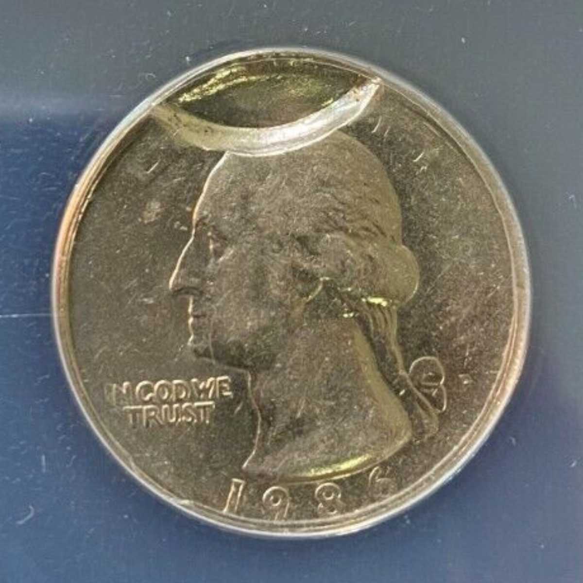 1986 P Quarter with Indent Mint Error