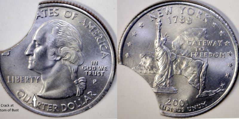 2001 New York Wuarter Curved Clips Error