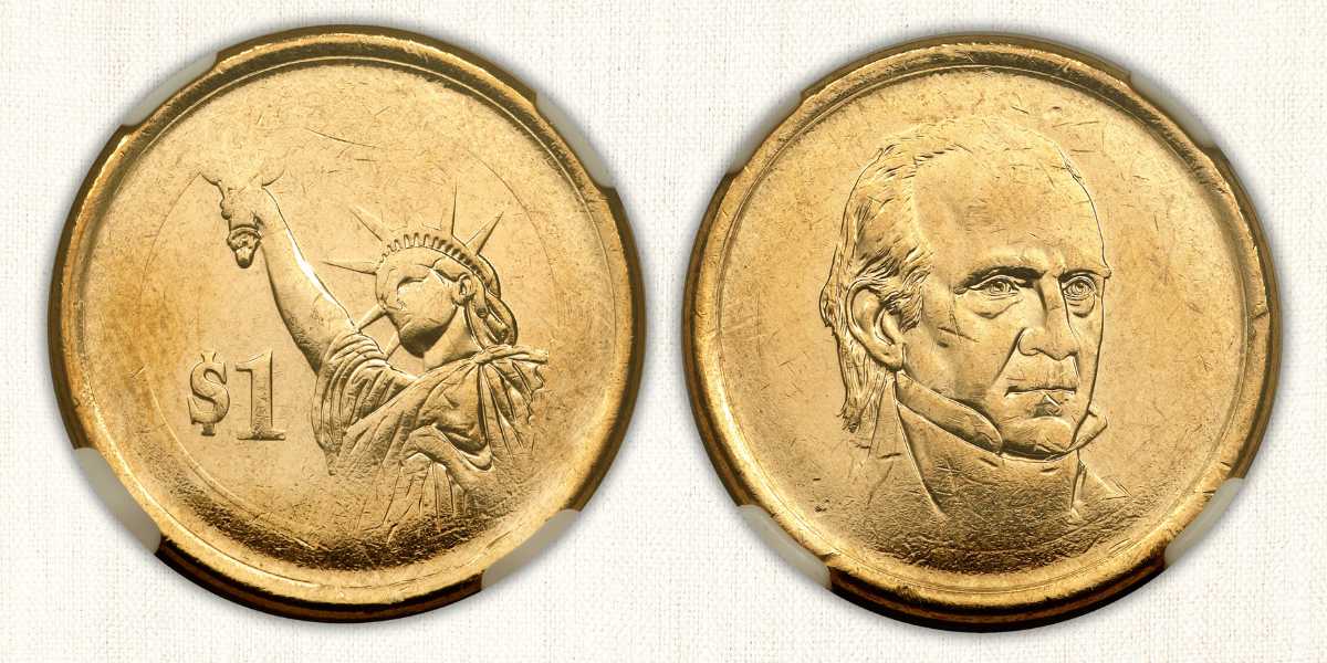 2009-D James K. Polk Dollar Coin with Die Adjustment Strike Error