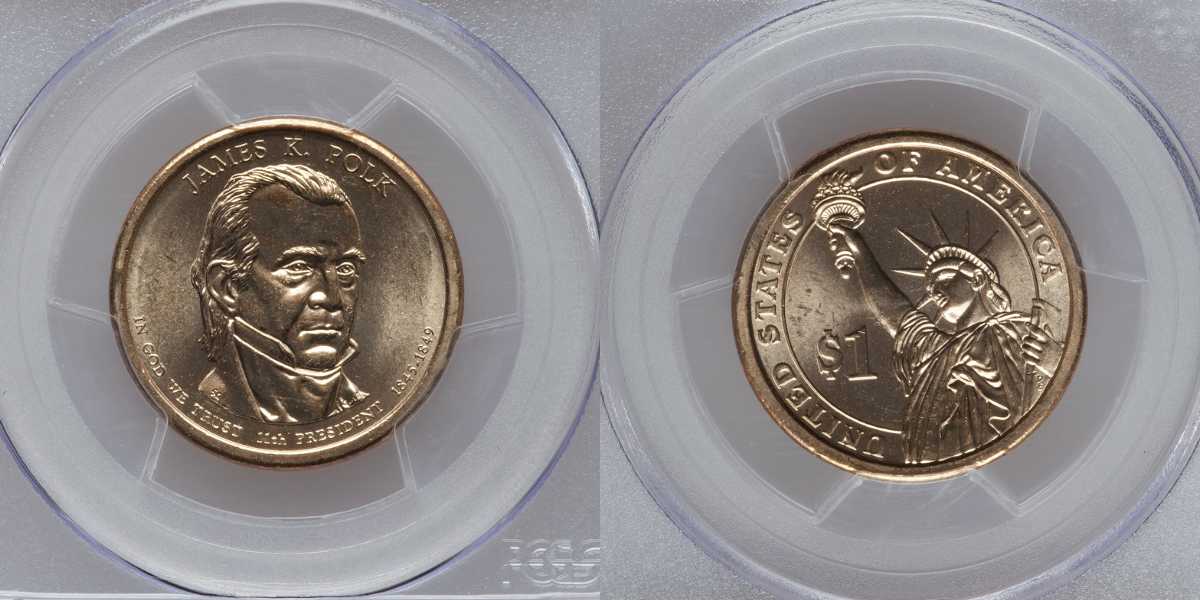 2009 James K. Polk Dollar Coin with Missing Edge Lettering