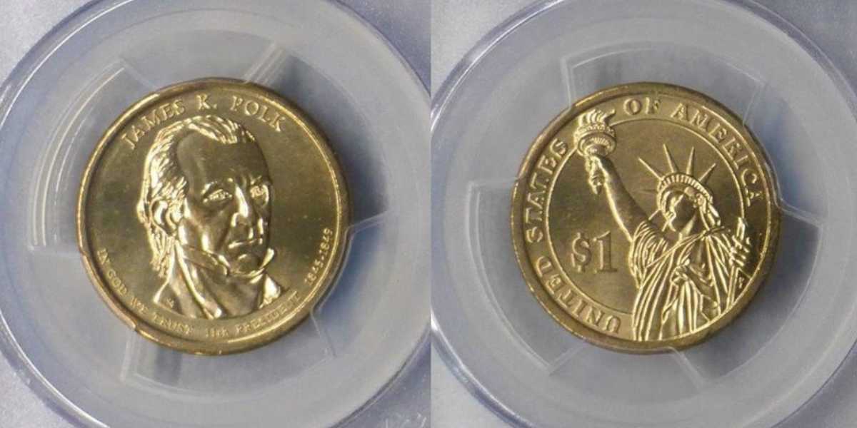 2009-P James K. Polk Dollar Coin with Weak Edge Lettering