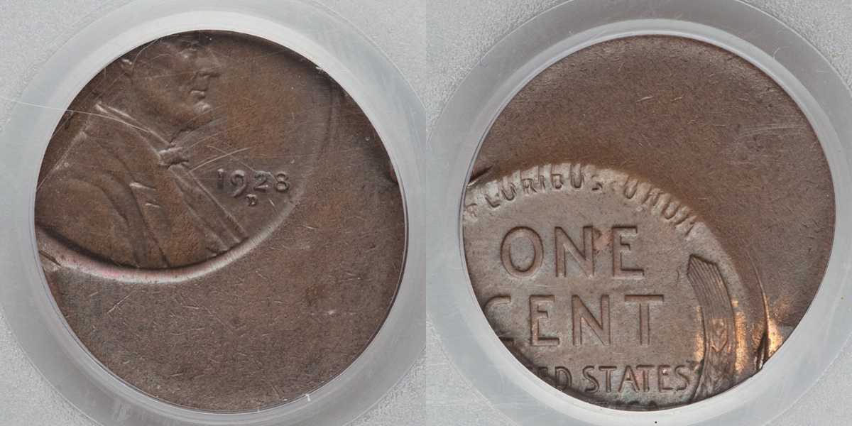 1928 Lincoln Penny with Struck 50% Off Center