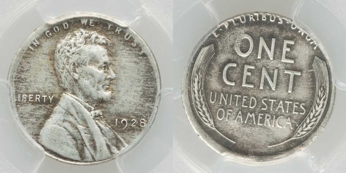 1928 Lincoln Penny with Struck on Silver Planchet