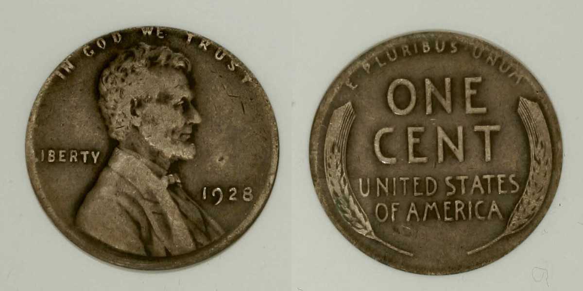 1928 Lincoln Penny with Struck on Wrong Planchet