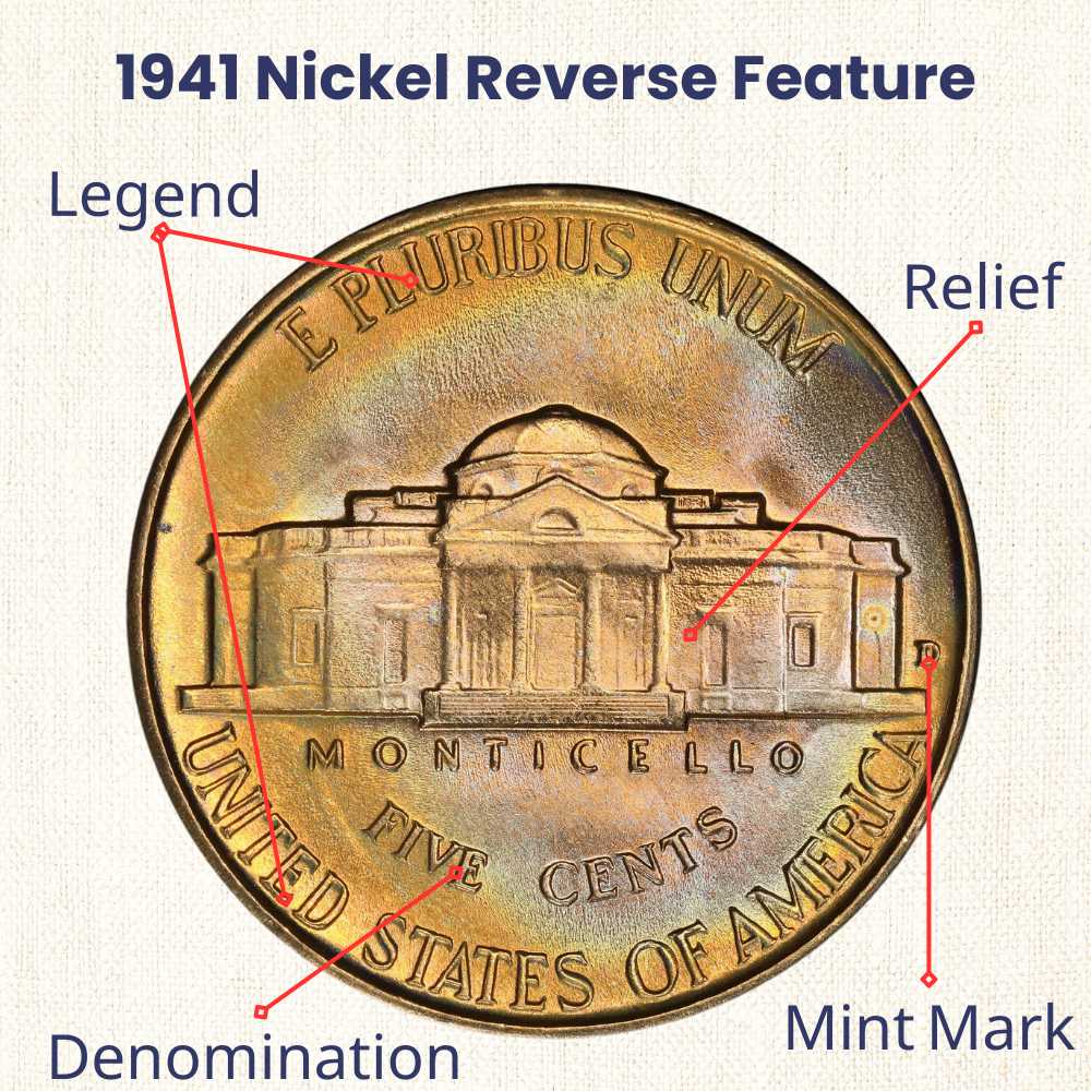 1941 Nickel reverse fetaure