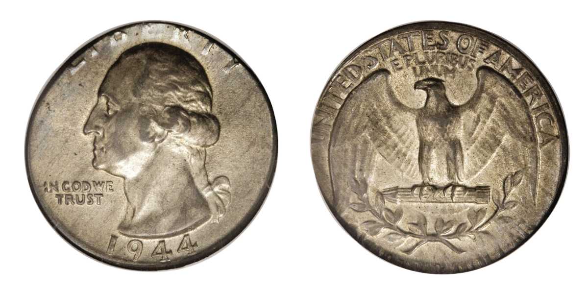 1944 Quarter with Struck on Nickel Planchet Error