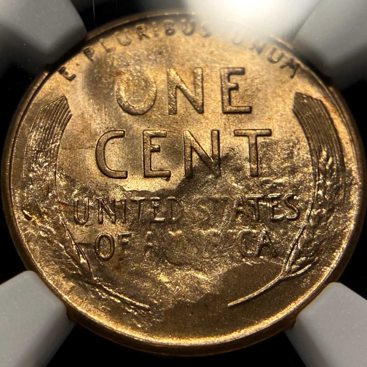 1950 Lincoln Wheat Penny Reverse Struck Thru Through Error