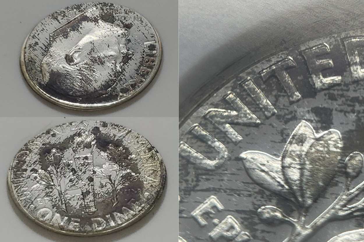 1960 Proof Roosevelt Dime Doubled Die Reverse and Toning Error