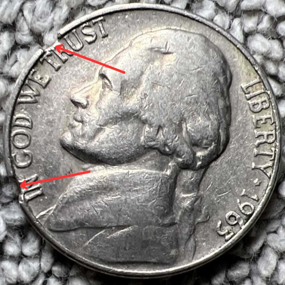 1963-D Jefferson Nickel with Die Error