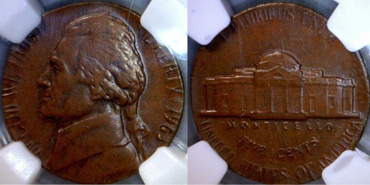 1963-P Nickel Struck on a Penny Planchet value