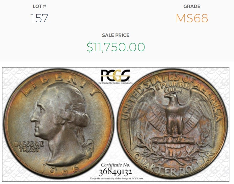 1966 25C MS68 value