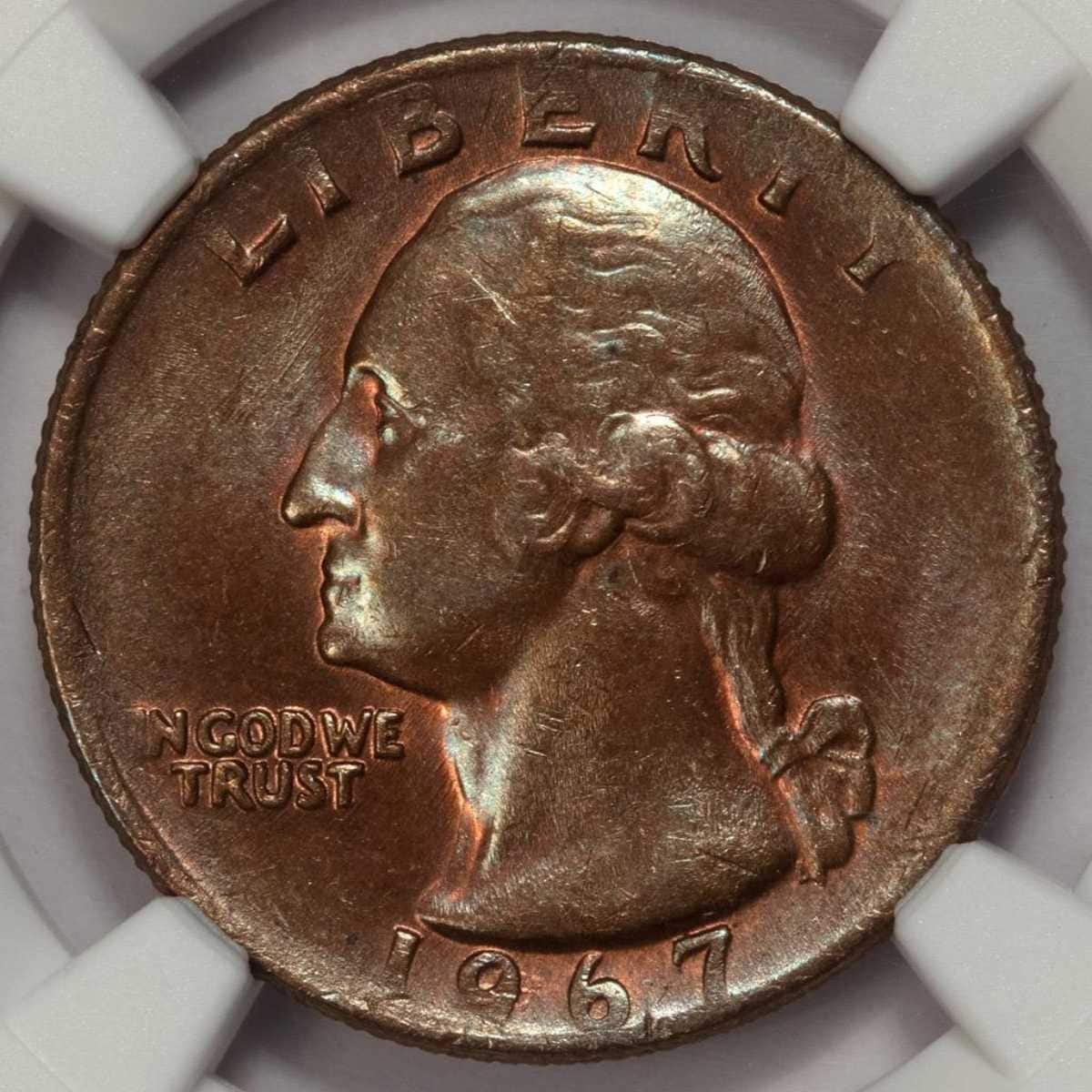 1967 Missing Clad Layer Quarter Mint Error