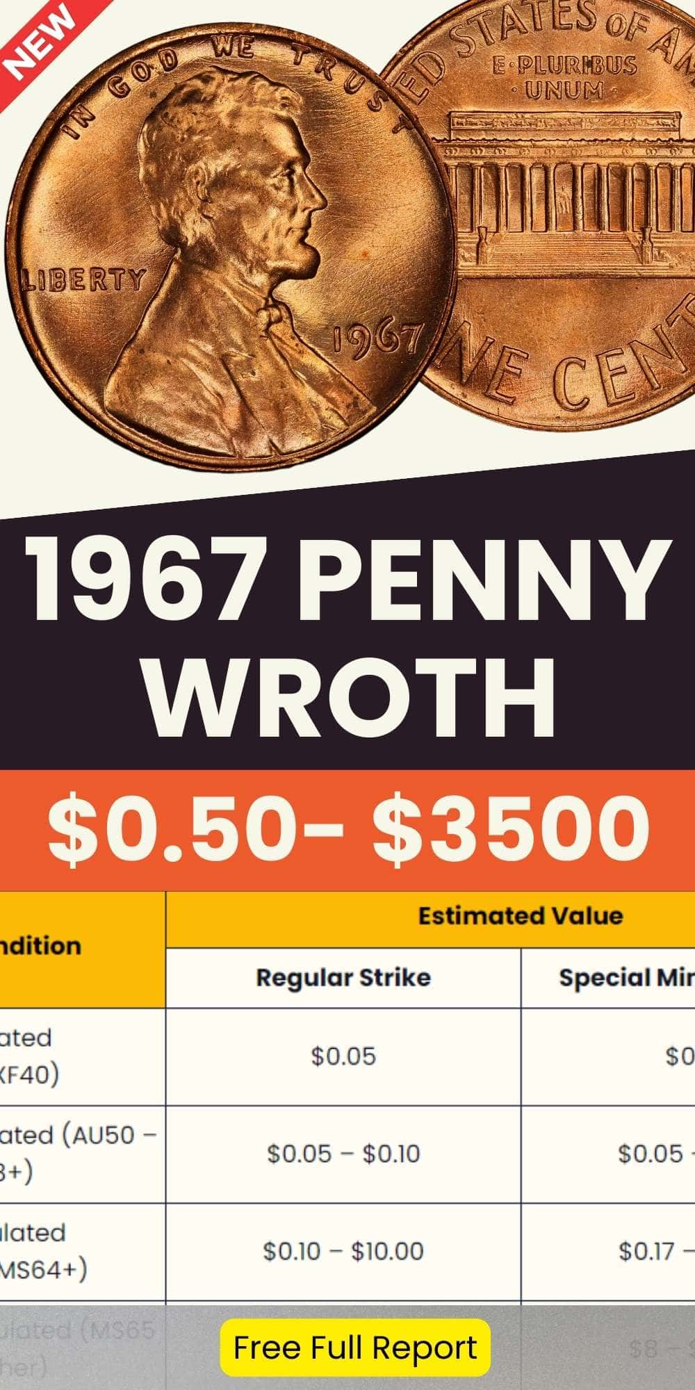 1967 Penny Value chart