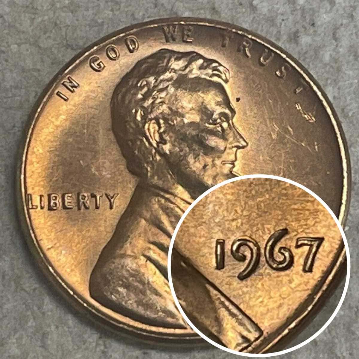 1967 Penny with Double Date Error