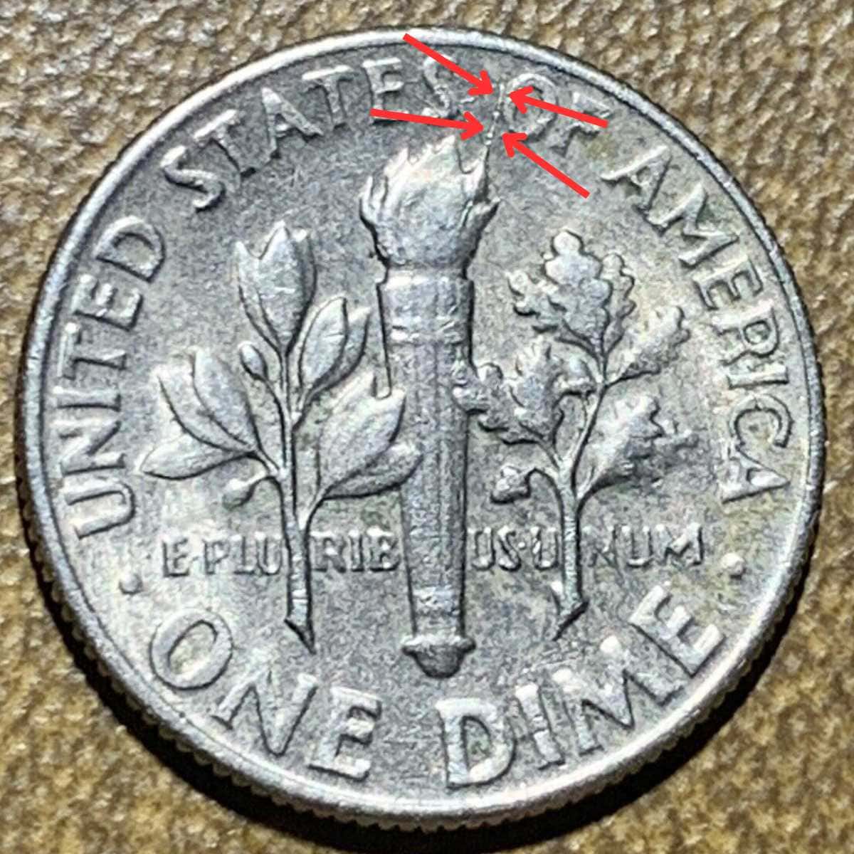 1967 Roosevelt Dime Reverse Die Crack Error Coin