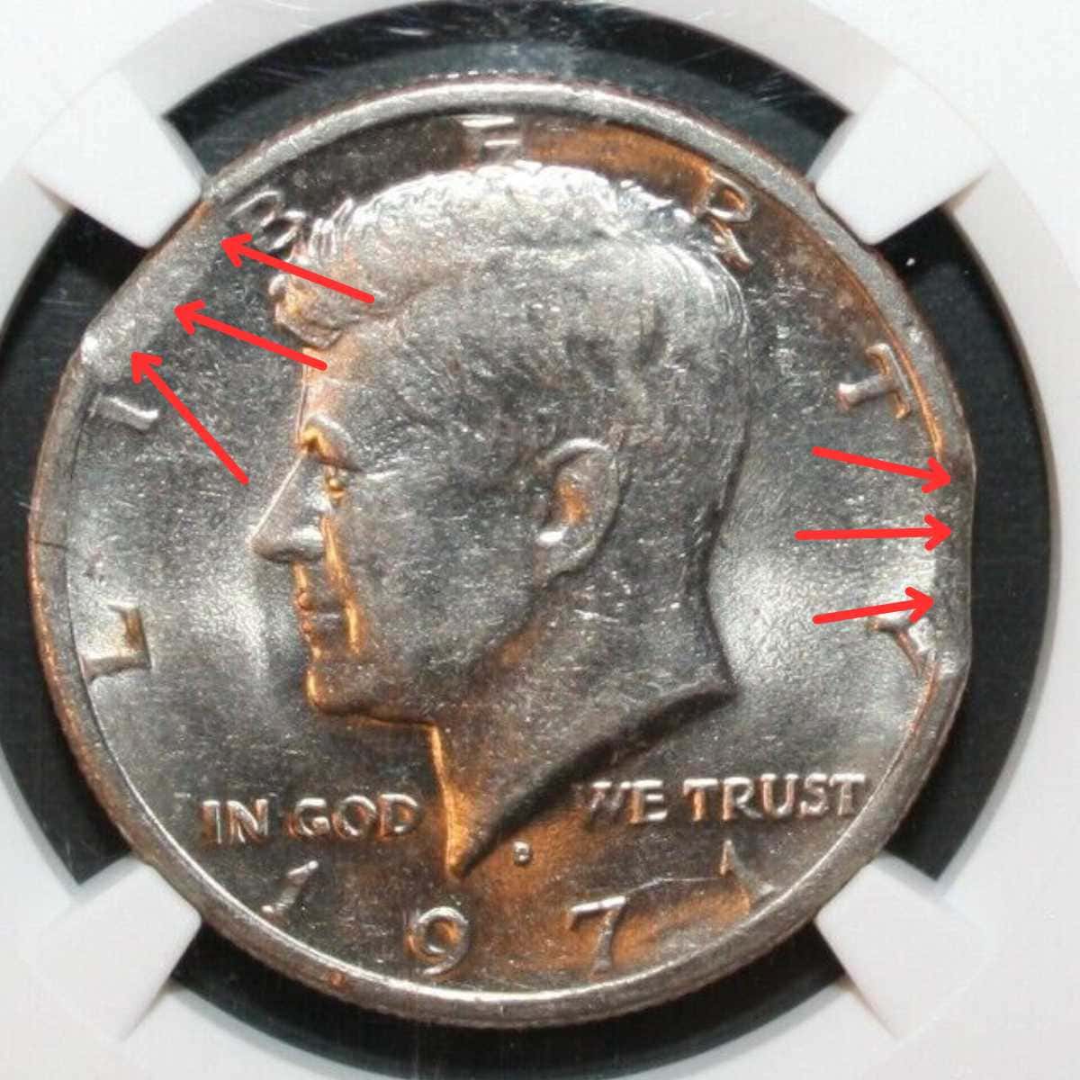 1971 Half Dollar Double Curved Clips Error