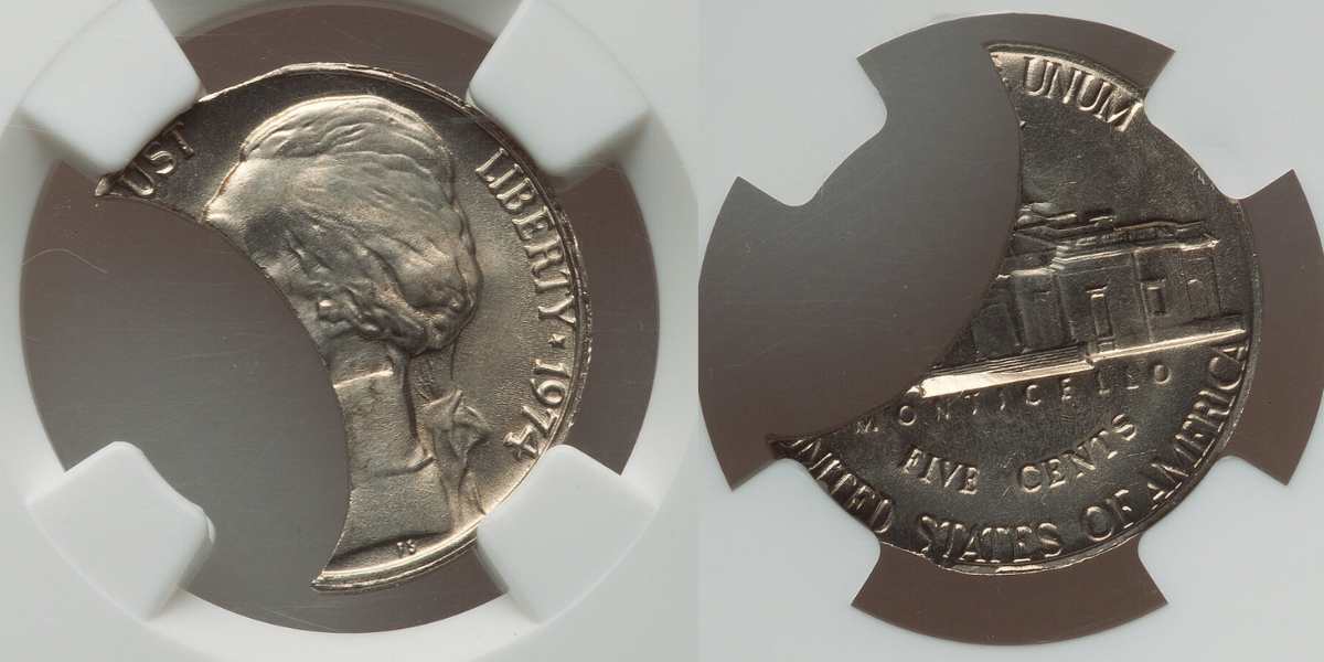 1974 Nickel Clipped Planchets Error